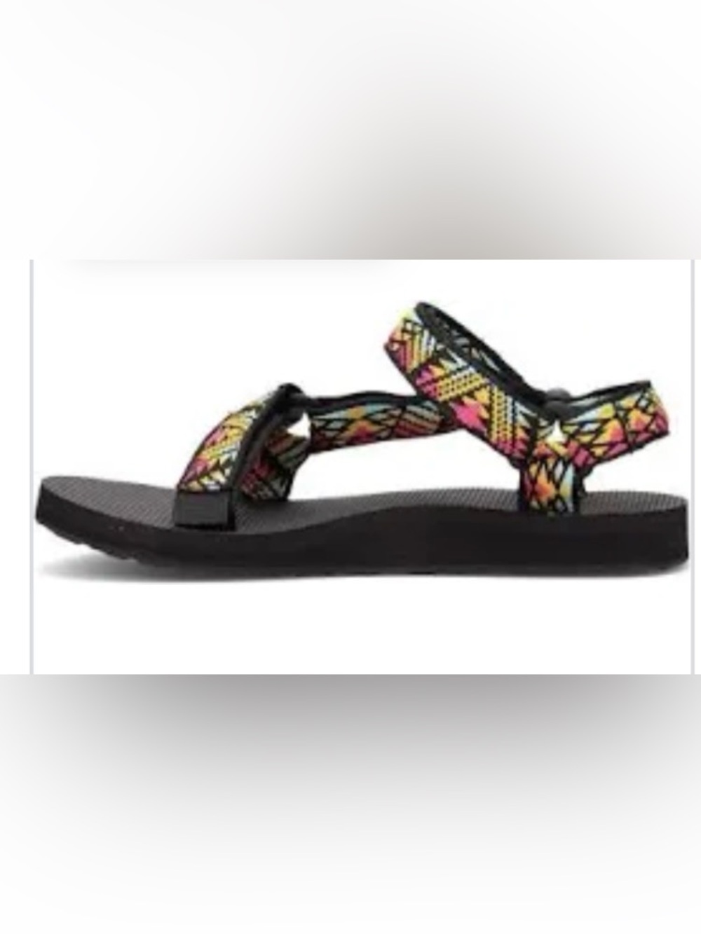 TEVA NWOT ORIGINAL CLASSIC STRAP GEOMETRIC MULTI COLOR BLACK SANDAL WOMENS SZ 10